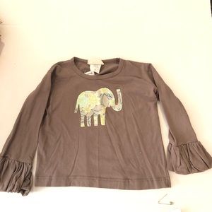 Hannah Kate Long sleeve ruffled Top w/ Elephant